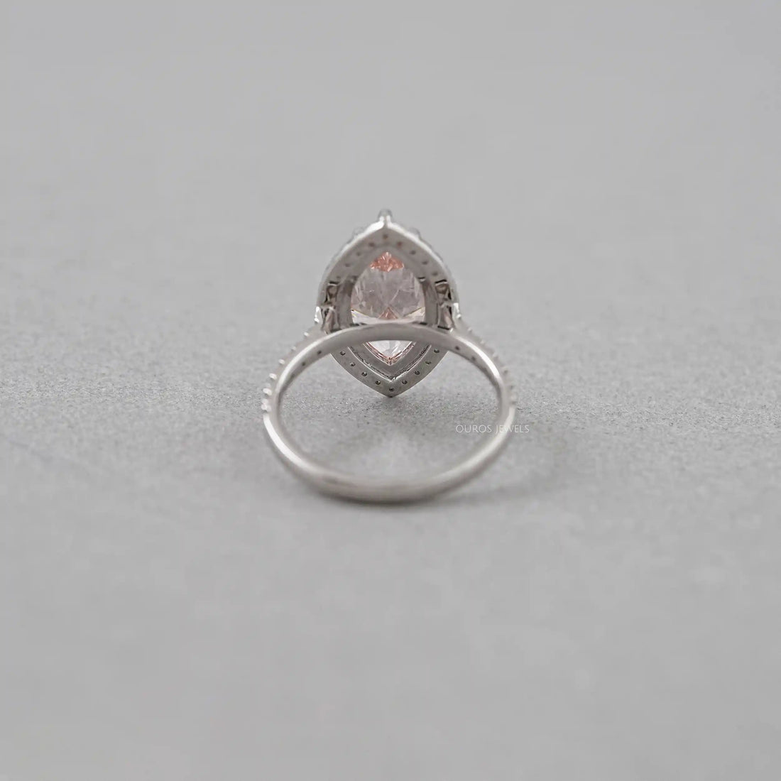 Pink Marquise Cut Halo With Accent Diamond Engagement Ring Rings