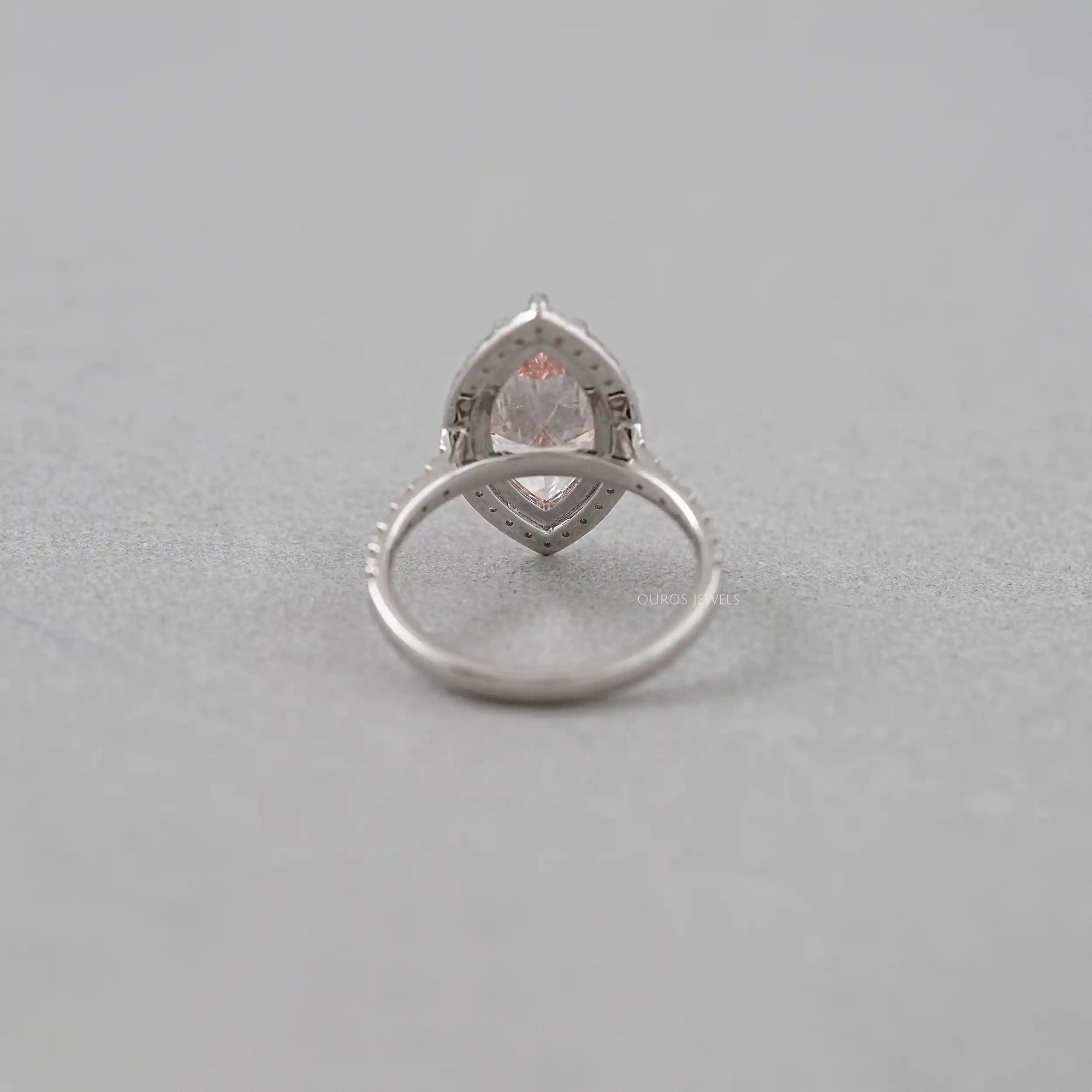 Pink Marquise Cut Halo With Accent Diamond Engagement Ring Rings