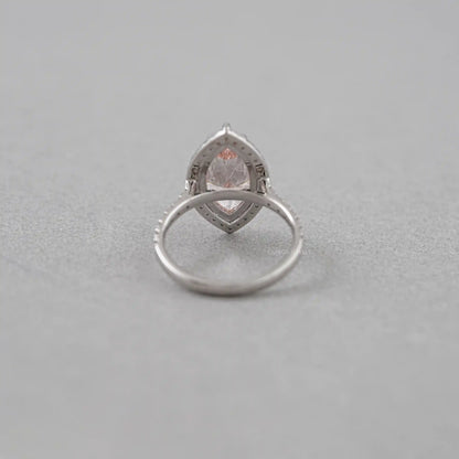 Pink Marquise Cut Halo With Accent Diamond Engagement Ring Rings