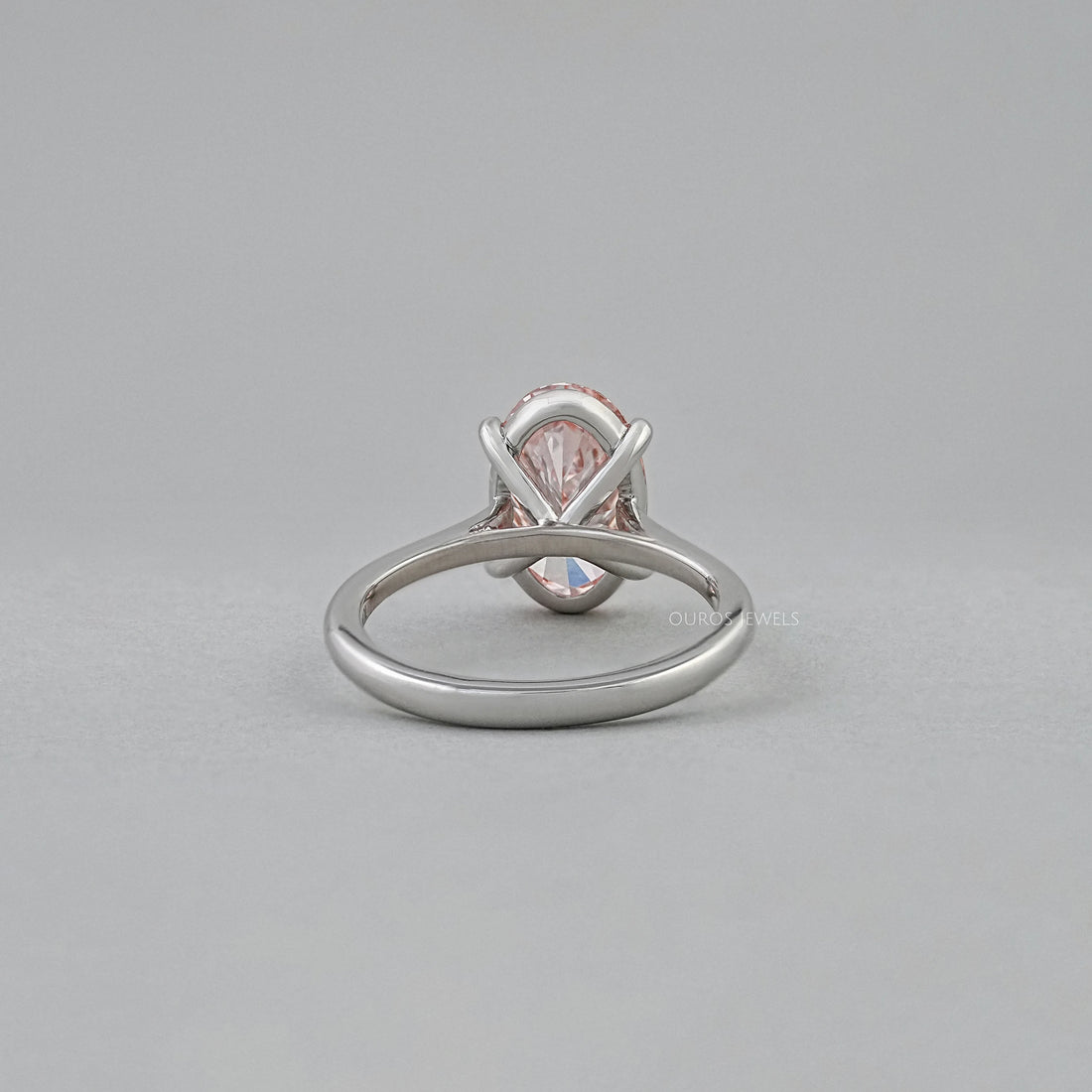 Fancy Vivid Pink Oval Lab Diamond Solitaire Ring Ring