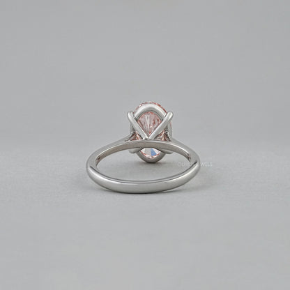Fancy Vivid Pink Oval Lab Diamond Solitaire Ring Ring