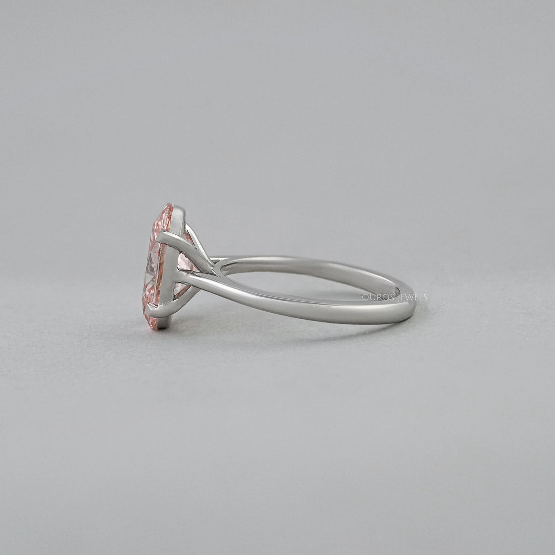 Fancy Vivid Pink Oval Lab Diamond Solitaire Ring Ring