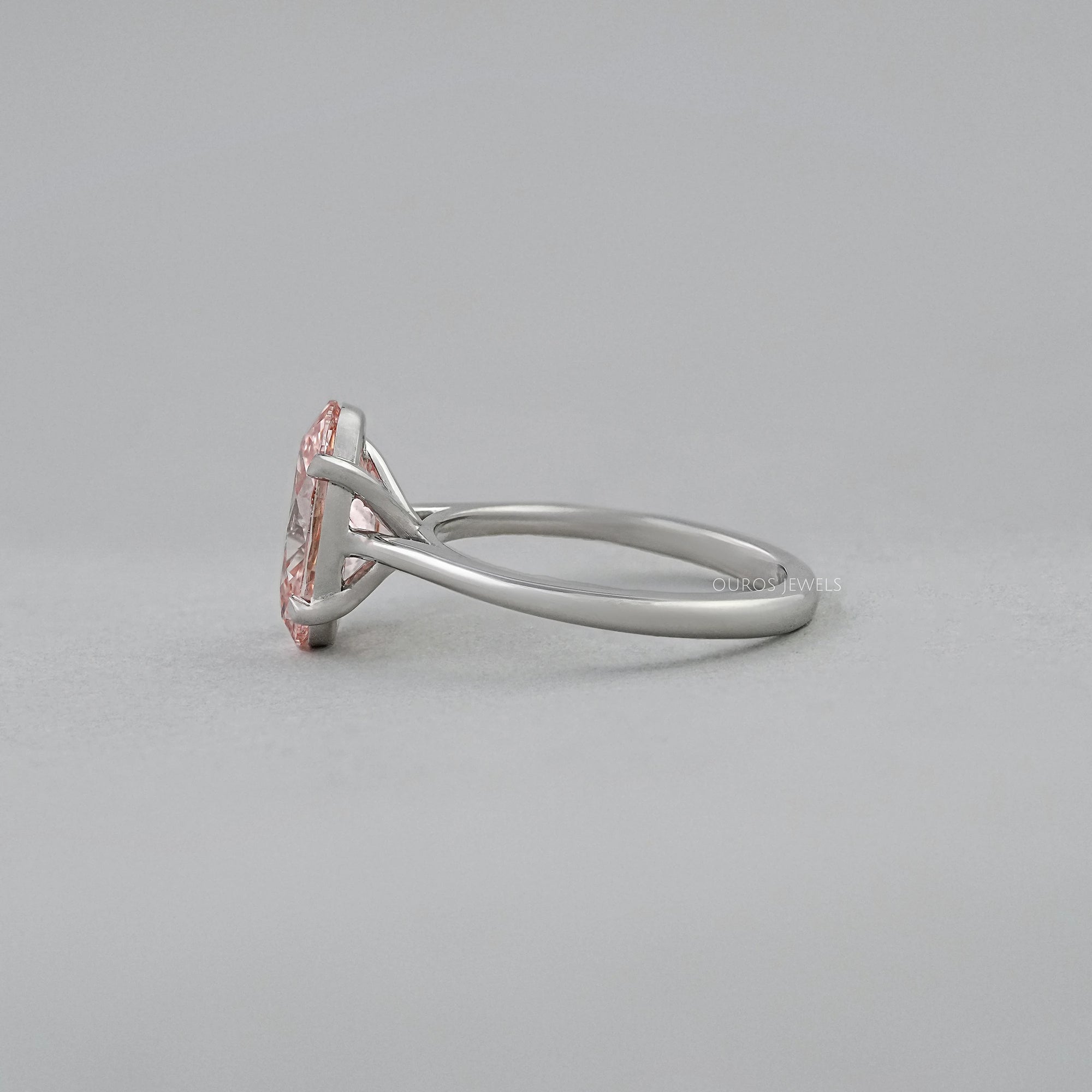 Fancy Vivid Pink Oval Lab Diamond Solitaire Ring Ring