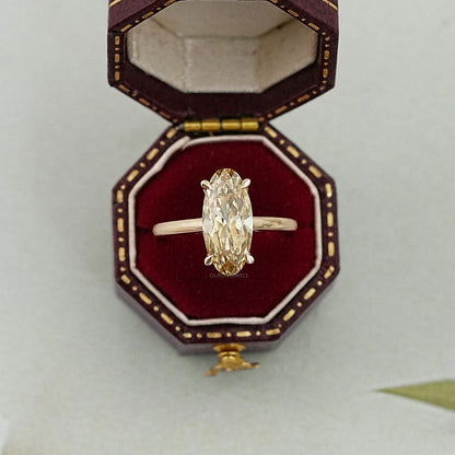 Fancy Yellow Old Mine Moval Cut Solitaire Engagement Ring Rings