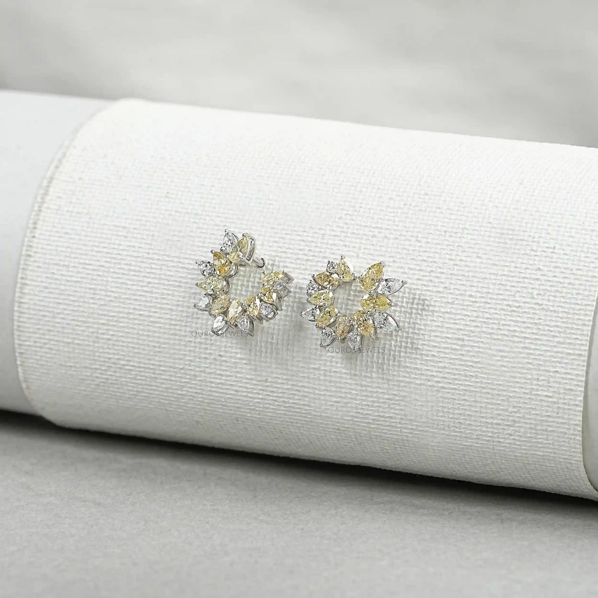 Yellow Pear Diamond Open Hoop Earrings Earring