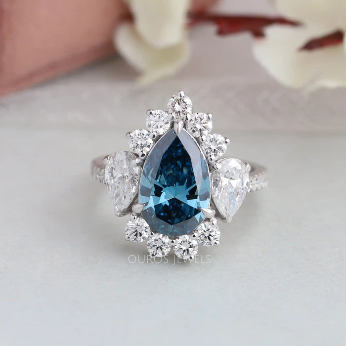 [Fancy Color Lab Created Diamond Halo Engagement Ring]-[Ouros Jewels]