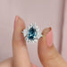 [Vivid Greenish Blue Pear Diamond Halo Engagement Ring]-[Ouros Jewels]