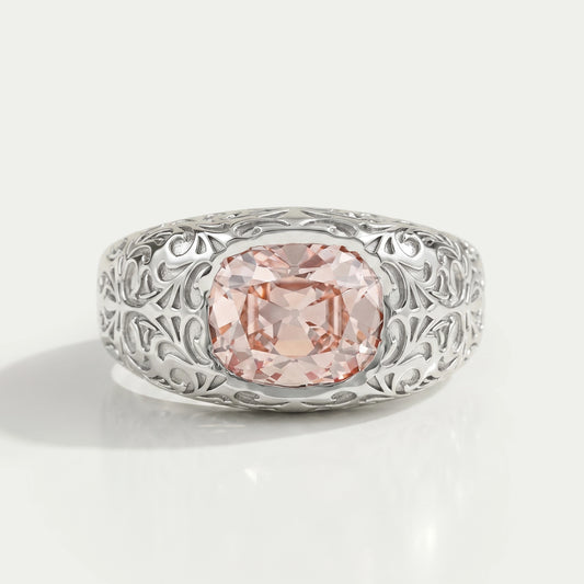 Filigree Set Old Mine Cushion Wedding Band