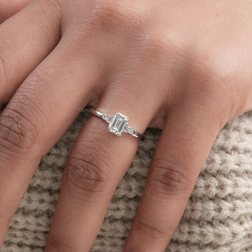 [Emerald Cut Five stone Engagement Ring]-[Ouros Jewels]