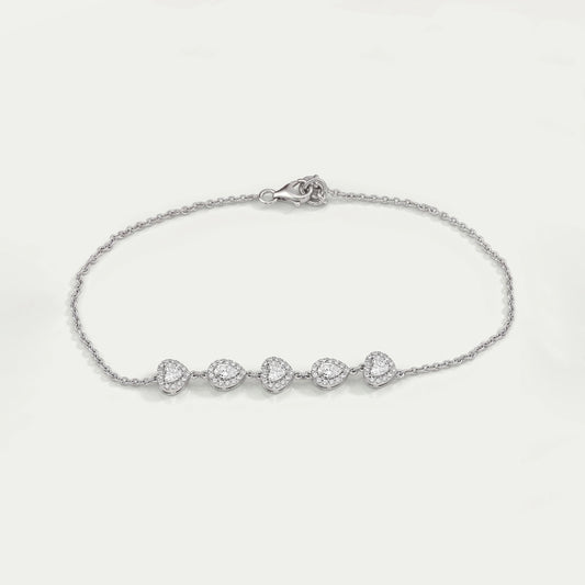 Five Stone Halo Lab Diamond Chain Bracelet Bracelet