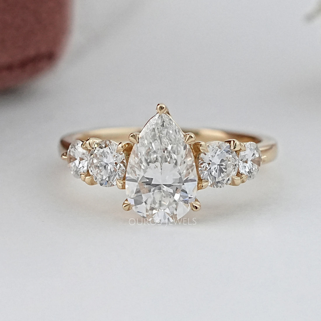 Pear And Round Diamond Five Stone Engagement Ring Rings
