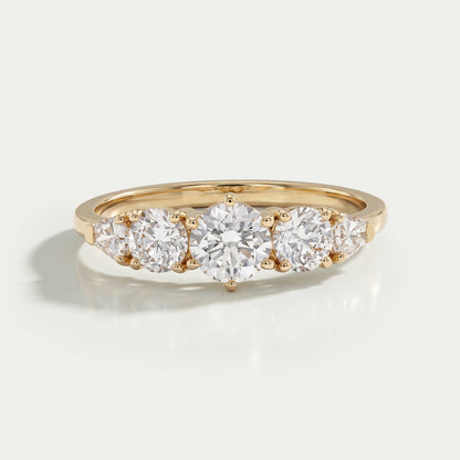 Round And Shield Cut Five Stone Diamond Engagement Ring Rings