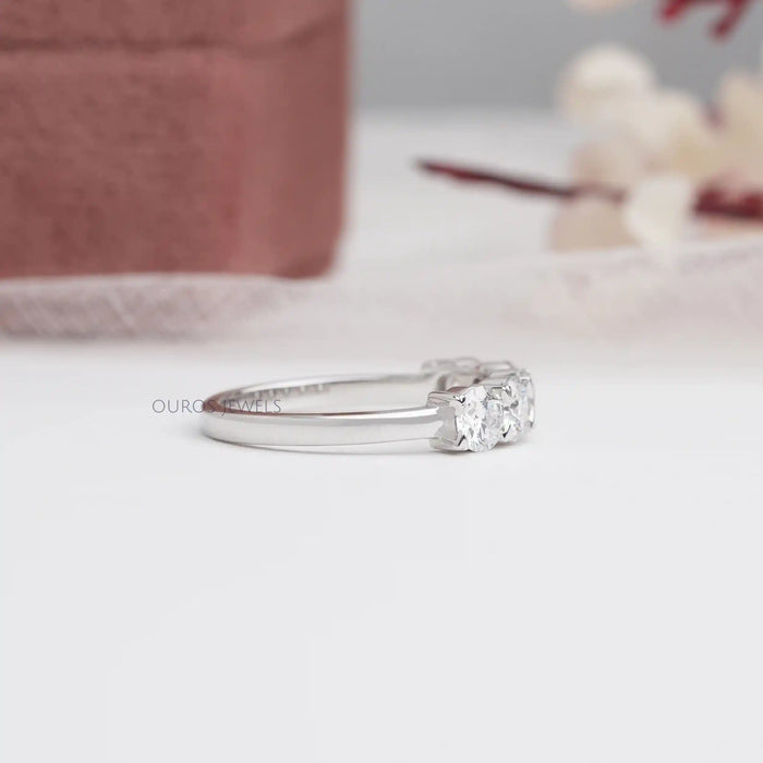 [Side View of Five Diamond Dainty Ring for Women]-[Ouros Jewels]