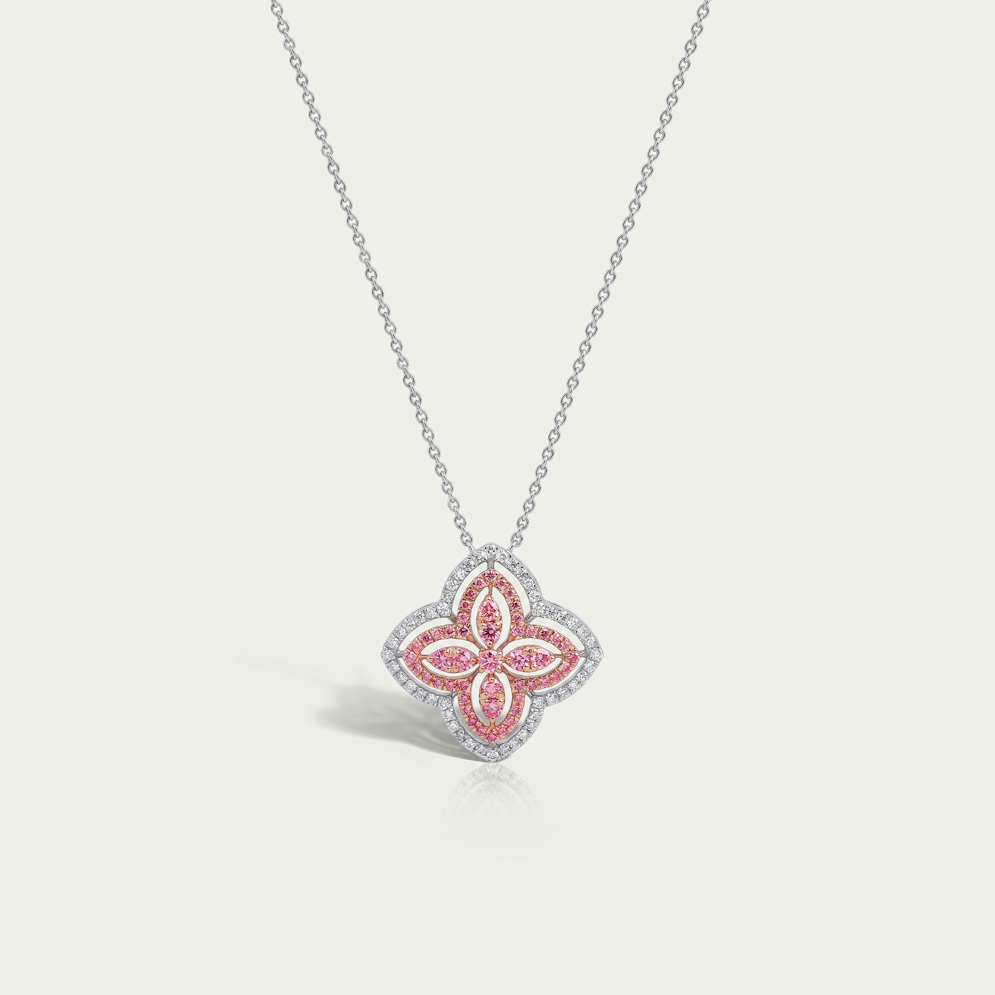 Floral Style Round Cut Diamond Halo Pendant