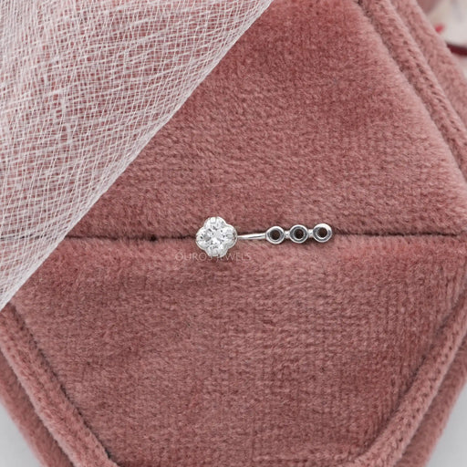 [Floral Cut Diamond Jacket Earrings ]-[Ouros Jewels 
