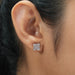 [A Women wearing Floral Diamond Earrings]-[Ouros Jewels]