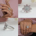 [Collage of White Gold Floral Diamond Engagement Ring]-[Ouros Jewels]