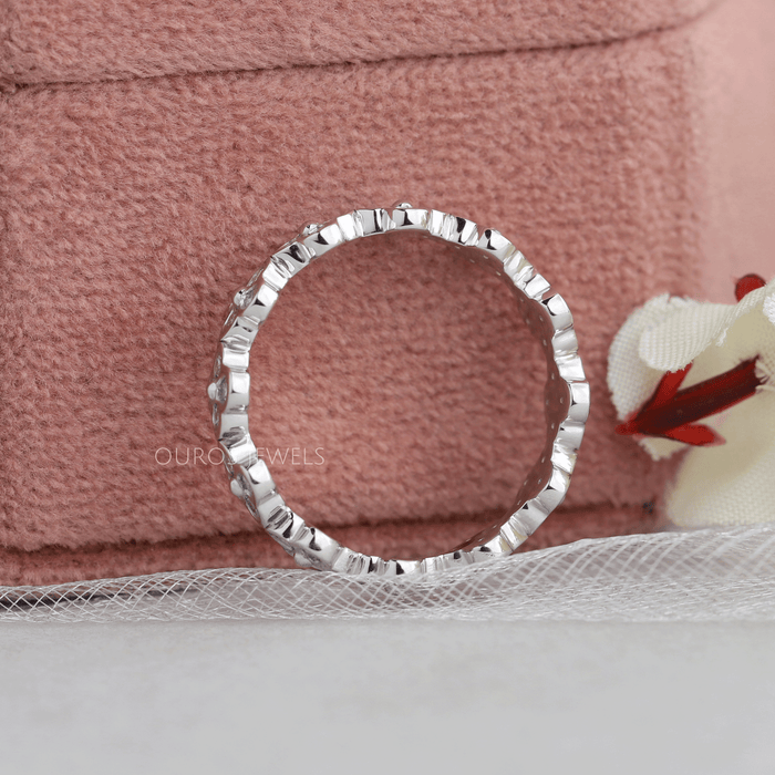[Back View of Floral Style Eternity Ring]-[Ouros Jewels]