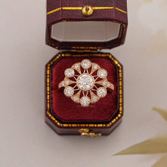 Vintage Old Cut Round Flower Style Ring Ring