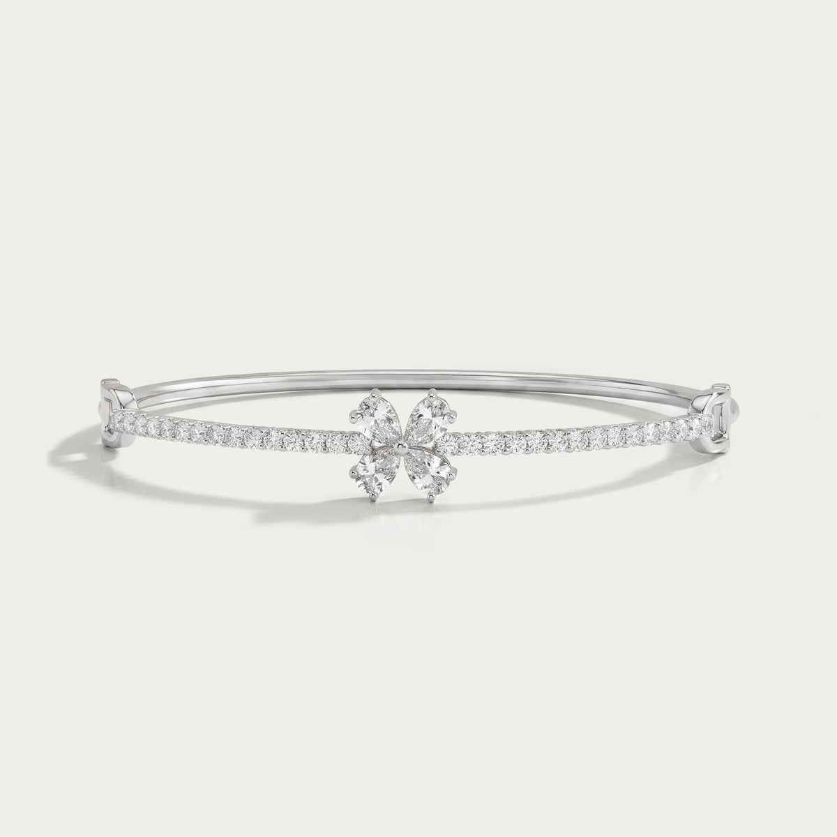 Flower Shape Pear Diamond Bangle Bracelet
