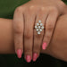 [A Women wearing Flower Style Engagement Ring]-[Ouros Jewels]