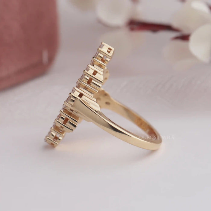 [Side View of Flower Style Diamond Ring]-[Ouros Jewels]