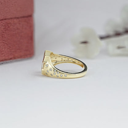 Step Cut Lab Grown Diamond Bezel Set Open Cuff Band Ring