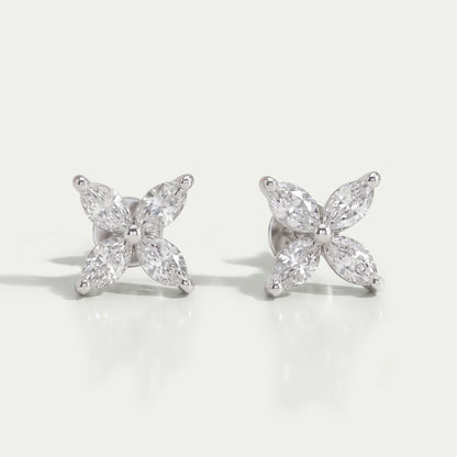 Marquise Cut Flower Diamond Stud Earrings Earring