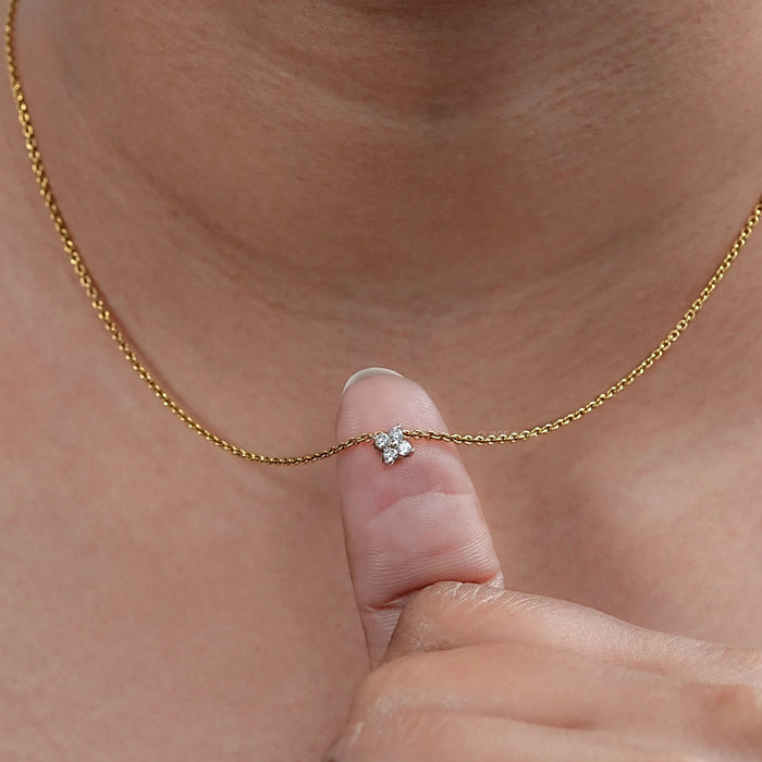 Four Stone Round Cut Lab Diamond Pendant Necklaces