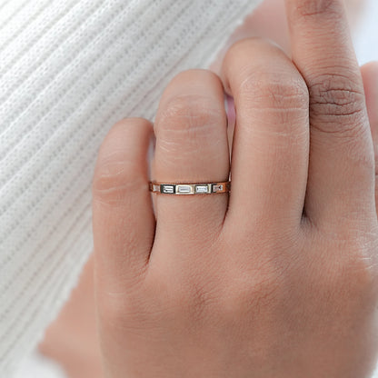Baguette Cut Flush Set Eternity Wedding Band Rings