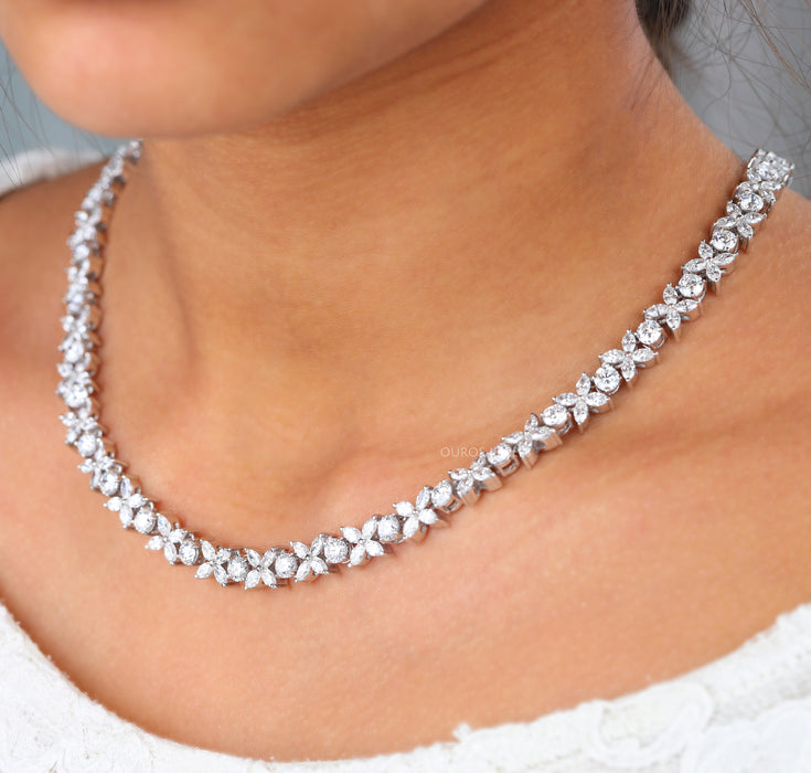 Marquise & Round Diamond Choker Necklace