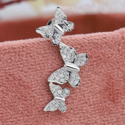 Butterfly Cut Lab Grown Diamond Drop Earrings