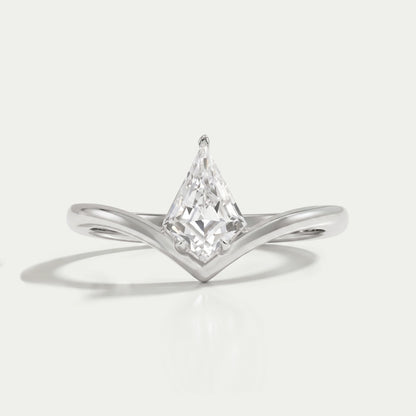 Kite Cut Curved Solitaire Engagement Ring
