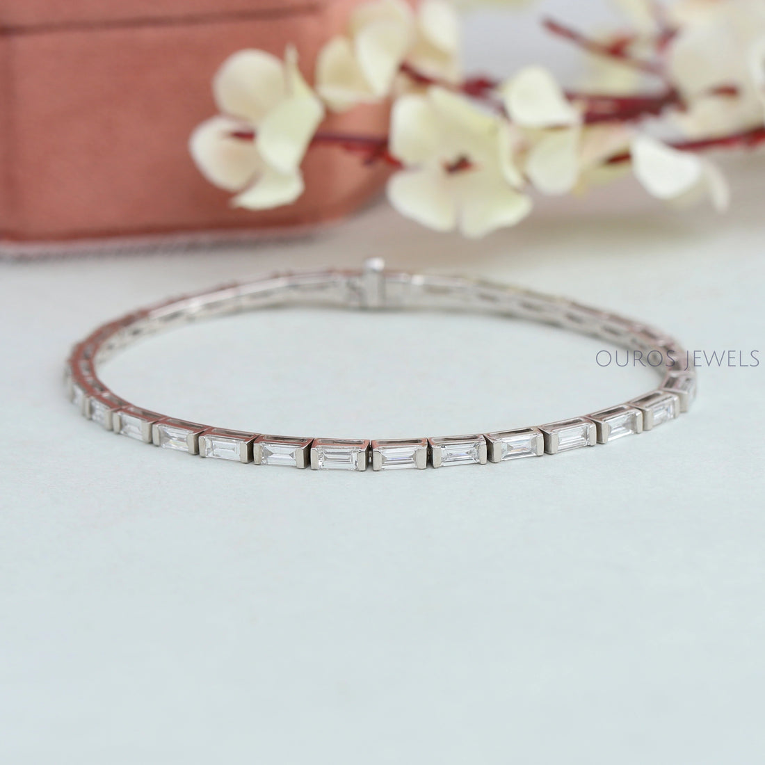 Baguette Cut Half Bezel Set Bracelet