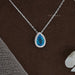 Aqua Blue Pear Gemstone Bezel Set Solitaire Pendant Necklaces