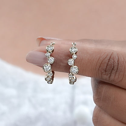 Round Lab Diamond Bezel Set Hoop Earrings Earring