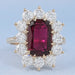Ruby Elongated Cushion Gemstone Halo Diamond Ring