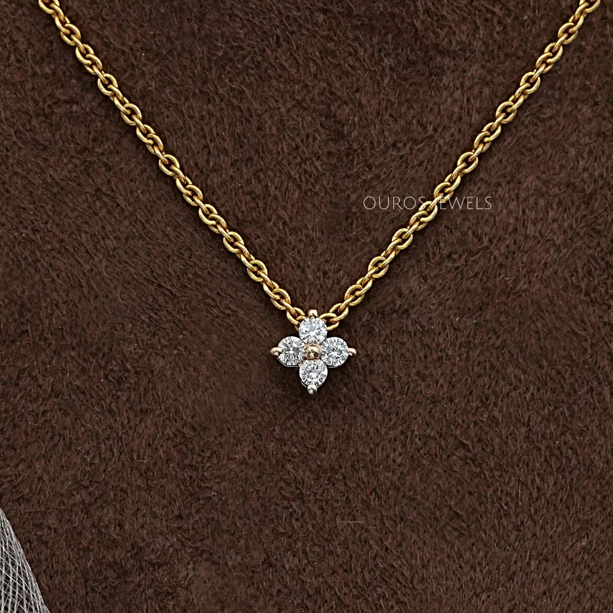 Four Stone Round Cut Lab Diamond Pendant Necklaces