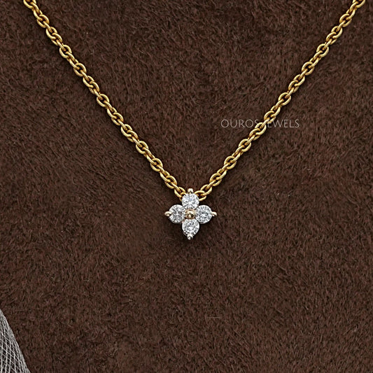 Four Stone Round Cut Lab Diamond Pendant Necklaces