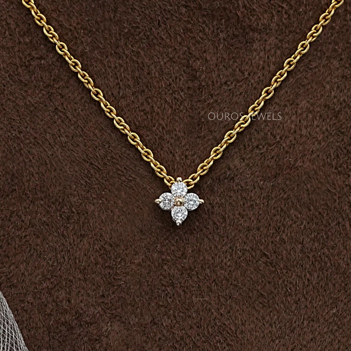 Four Stone Round Cut Lab Diamond Pendant Necklaces