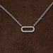 Open Rectangle Round Lab Diamond Link Pendant Necklaces