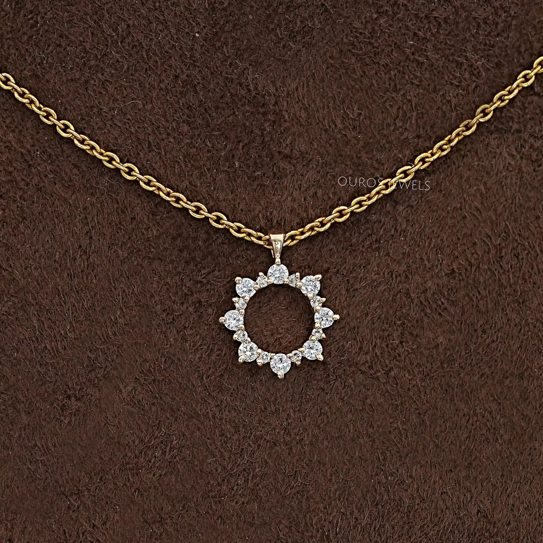 Open Circle Round Diamond Pendant Necklaces