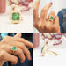 [Collage of Emerald Stone Solitaire Engagement Ring]-[Ouros Jewels]