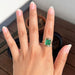 [ A Women Showing Green Diamond Solitaire Engagement Ring]-[Ouros Jewels]