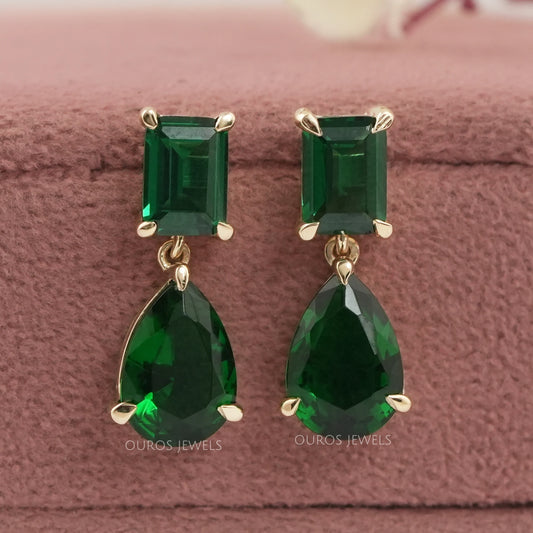 Green Gem Drop Earrings