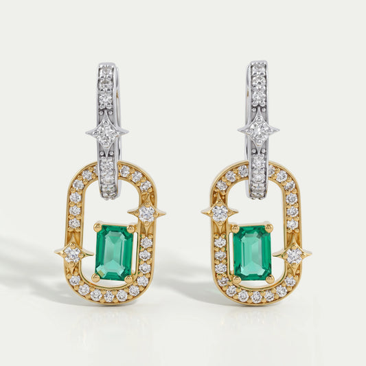 Two Tone Lab Diamond Linked Earrings Earring
