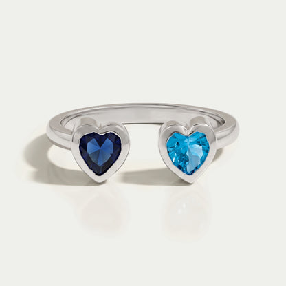 Blue Sapphire And Zircon Heart Gemstone Toi Et Moi Ring