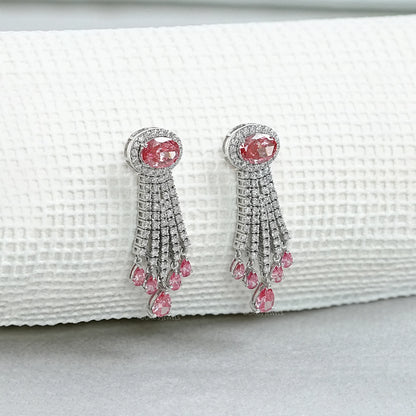 Pink Oval And Pear Cut Lab Diamond Chandelier Earrings Earring