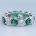 Green Zambian Cushion Half Bezel Wedding Band Ring