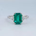 Emerald And Triangle Cut Trio Engagement Ring Rings